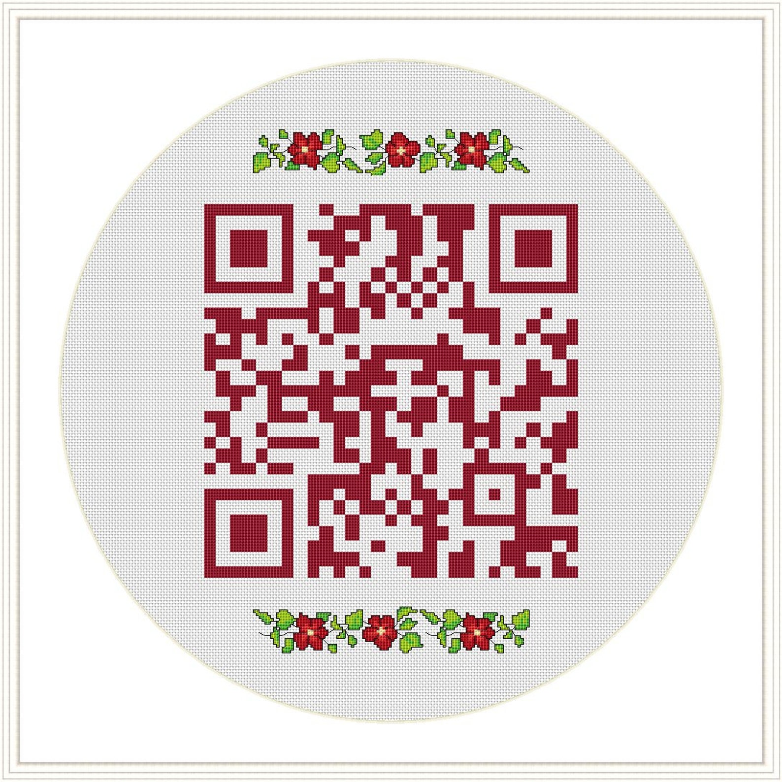 QR Code Cross Stitch Pattern Qr Code Romantic Xstitch Chart Etsy
