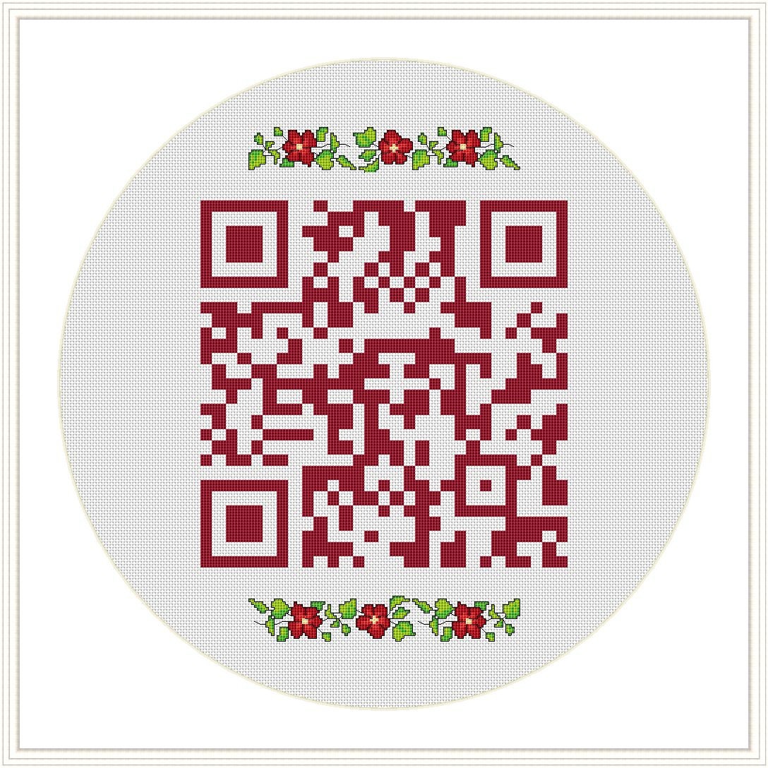 QR Code Cross Stitch Pattern Qr Code Romantic Xstitch Chart Etsy