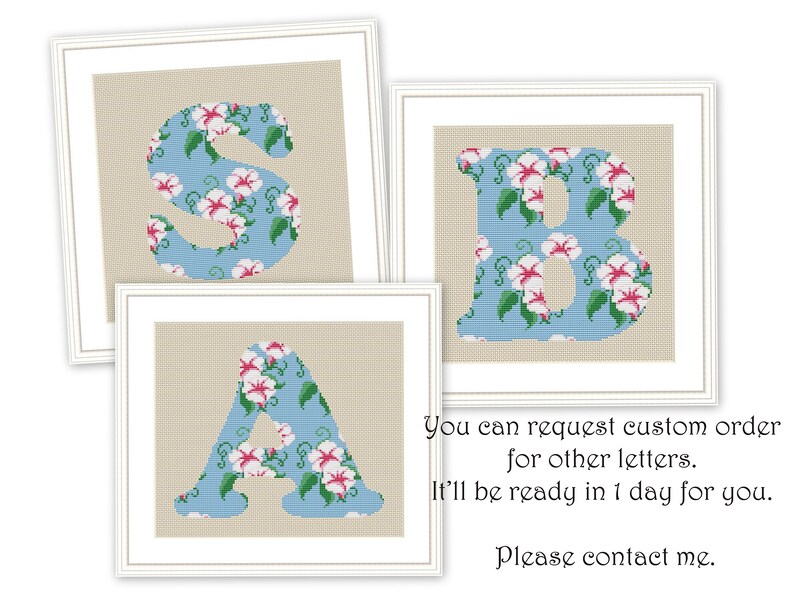 Alphabet Xstitch Chart Floral Letter A Cross Stitch Pattern Instant Cross Stitch Digital Download Monogram Letter Counted Cross Stitch