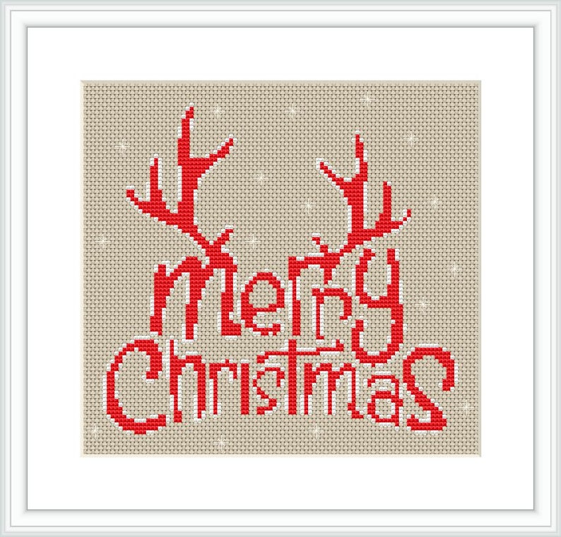 Merry Christmas Cross Stitch Pattern Noel Xstitch Chart New - Etsy