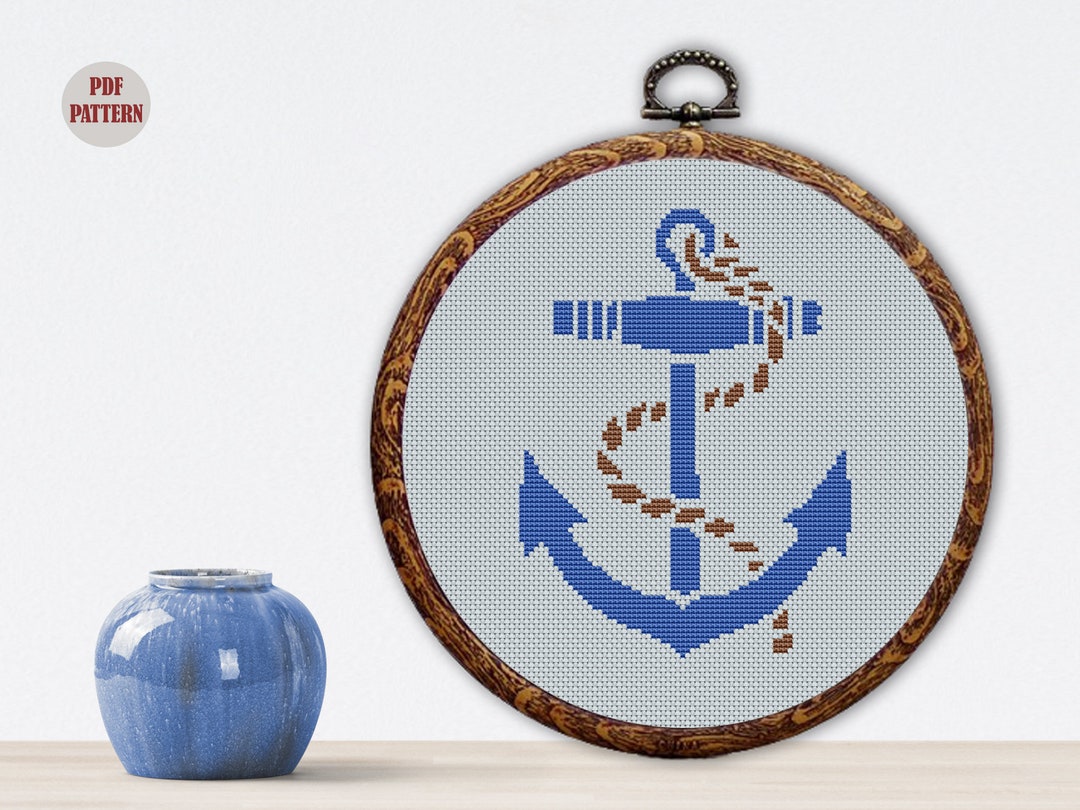 Anchor Cross Stitch Pattern Xstitch Chart Sea Modern Schema - Etsy