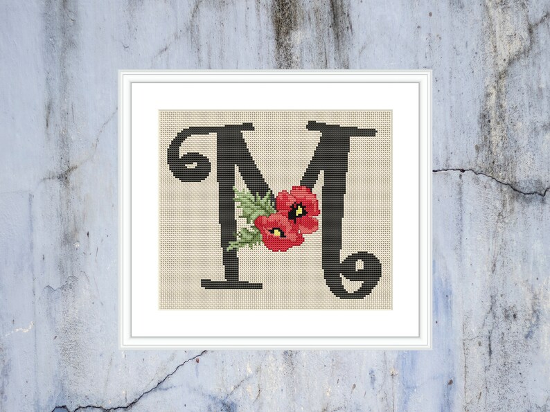 Letter M Cross Stitch Beginner Pattern Alphabet Xstitch Etsy