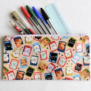 Trousse à crayons chat mignon, 21,5 x 10,5 cm / 8,4 x 4,1", trousse de maquillage beige, cadeau de Pâques, cadeau de fête des mères, cadeau de Noël