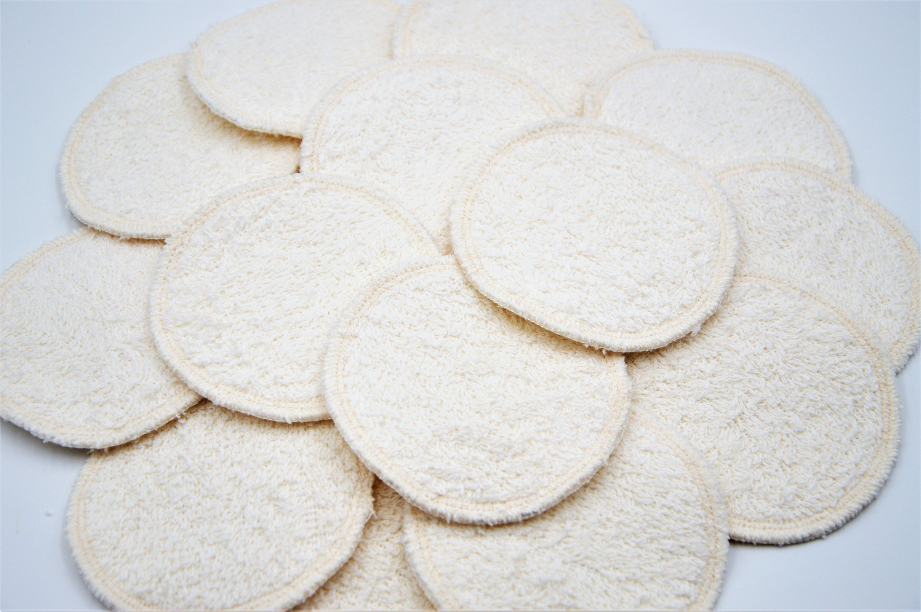 Terry cloth makeup remover pads, 7 pieces, 9.5 cm, pure white, washable, Mother's Day, Easter gift, Christmas gift