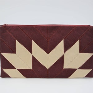 rote Patchwork-Tasche, Brieftasche aus Seide, 24x13 cm/ 9,4x5,1", weinrote Kosmetiktasche, Ostern Geschenk, Muttertag Geschenk