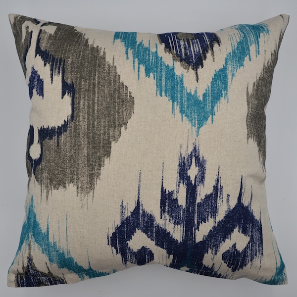 Ikat Kissenbezug, Leinen-Kissenhülle, 45x45 cm, 50x50 cm, 18x18", 20x20", beiger dekorativer Kissenbezug, Valentinstag Geschenk