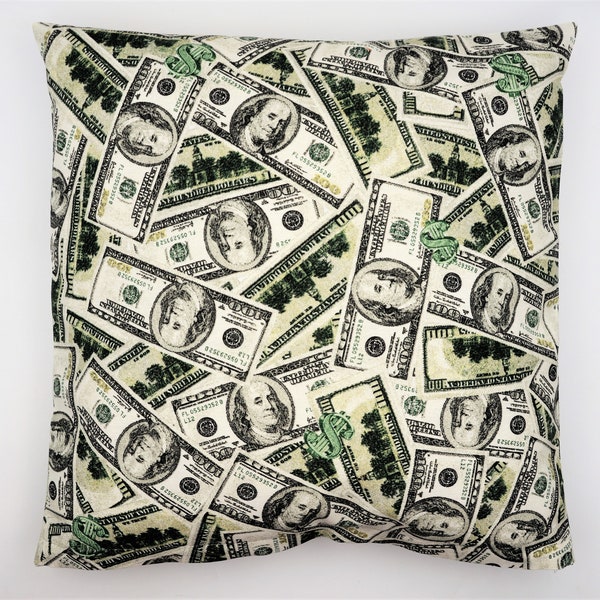 Neu, grüner Kissenbezug mit Geld-Muster, dekorative Kissenhülle, 45x45 cm, amerikanisches Geld-Muster,  Ostern Geschenk