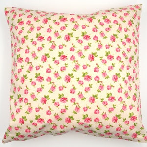 small roses decorative cushion cover, 40 x 40 cm, garden roses, beige, pink, Easter gift, Mother's Day gift, Christmas gift