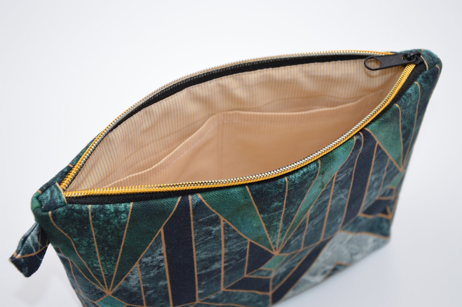 Green cosmetic bag 20 x 11.5 cm 24 x 14 cm marble gold black Etsy