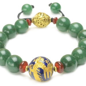 Golden Imperial Flying Fortune Dragon Green Jade Bracelet Fortune Feng Shui Gemstone Jewellery image 1