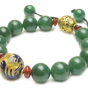 Golden Imperial Flying Fortune Dragon Green Jade Bracelet Fortune Feng Shui Gemstone Jewellery image 2