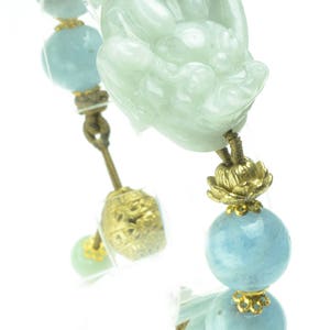 Money Rolling In Elegant Jade Tiger Amulet Aquamarine Beaded Bracelet-Feng Sui Energy Jewelry image 6