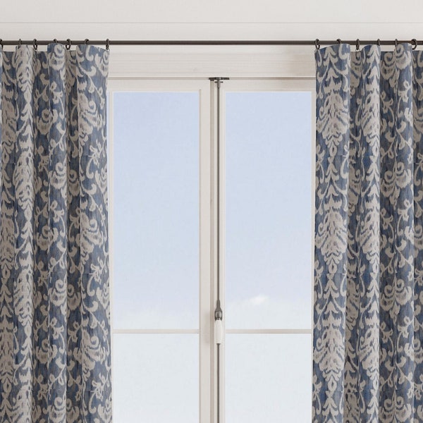 PK Lifestyles Shibori Indigo Curtains, Navy Blue Curtain,  2 Curtain Panels, Curtains, Home Decor, Ikat blue Curtains