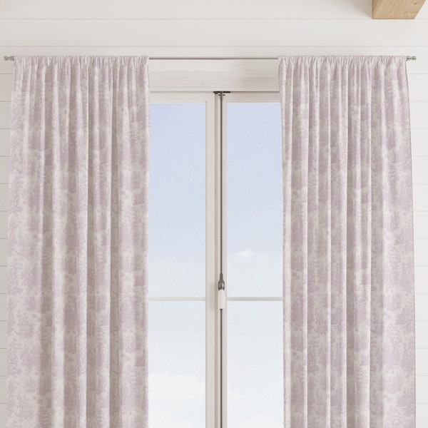 Lilac Purple Curtains, Purple Toile Curtains, Purple Pastoral floral Curtain