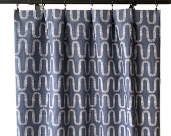 Navy Blue Curtains, Blue Curtains,  2 Curtain Panels, Mid Century Curtains, Dark blue Curtains, Boho curtains