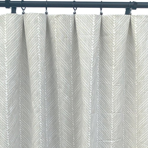 Light Grey Curtains Taupe Curtains 2 Curtain Panels Striped Etsy