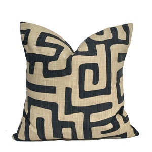 Tan Geometric Pillow cover, Tan Ecru Tribal Decorative pillows, Tan African  Pillow, Tan and black Throw Pillow