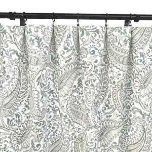 Ecru Paisley Curtains Panels, Paisley Curtains, Tan Curtain,  2 Curtain Panels, Curtains, Home Decor, Beige and Grey Curtain