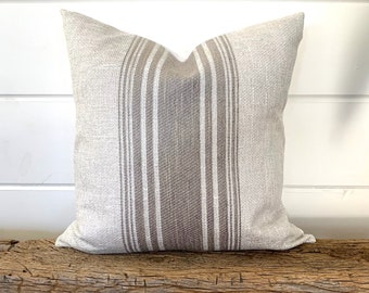 Taupe basket weave pillow cover, Tan Stripe cushion, decorative throw pillow, decorative pillow, accent pillow, 18x18 pillow