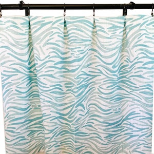 Ocean Waves Blue Curtains, Light blue and White Geometric Curtain Panels, Blue abstract curtains
