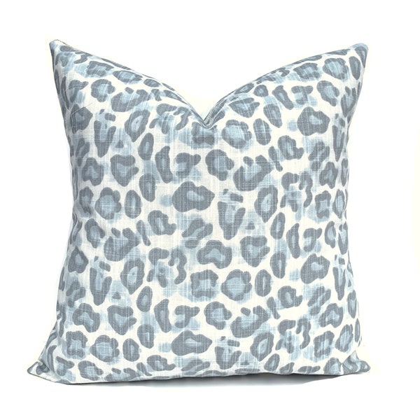 Leopard Animal print  Pillow cover, Grey Blue Tribal Decorative pillows, Blue African  Pillow, Throw Pillow