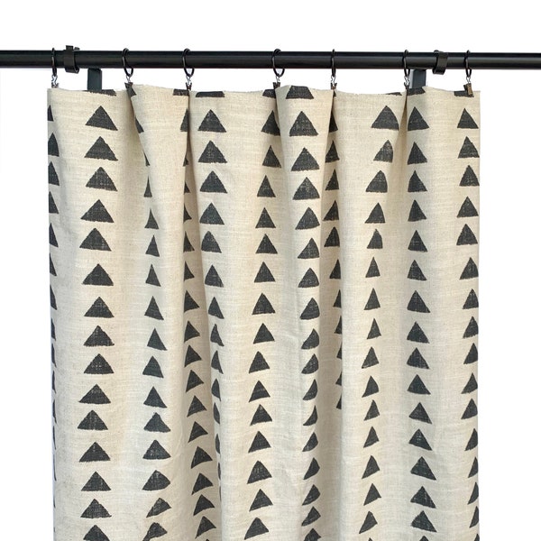 PKL Boho Mud cloth Curtain panels,  Black and white Curtain Panels, Mud cloth Curtains, Home Decor, Mid Century Curtain, Azteca Arrow