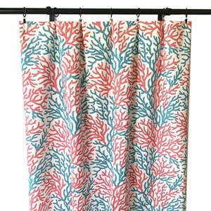Coastal Reef Curtains, Coral Turquoise Curtains,  Curtain Panels or valance , Beach Coral Curtains, Home Decor, Premier Prints Curtain