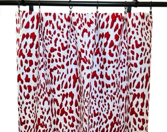 Red Curtains, Lipstick Red Leopard Curtains,  2 Curtain Panels, Red Animal prints Curtains, Red valance