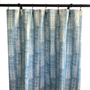 Shibori Indigo Curtains, Light blue Mud Cloth Curtains,  2 Curtain Panels, Curtains, Home Decor, Ikat blue Curtains