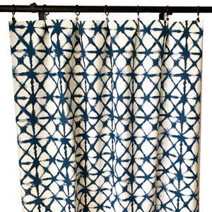 Shibori Indigo Curtains, Navy Blue Tie-dye Curtain,  2 Curtain Panels, Mud cloth Curtains, Fabric as seen one the BACHELORETTE