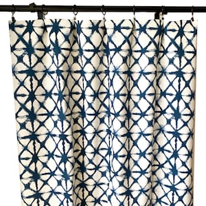 Shibori Indigo Curtains, Navy Blue Tie-dye Curtain,  2 Curtain Panels, Mud cloth Curtains, Fabric as seen one the BACHELORETTE