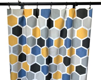 Hexagon Curtains Etsy The most common mustard grey curtain material is cotton. hexagon curtains etsy