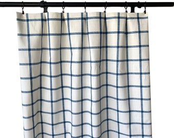 Navy Checkered Curtains, Navy Blue Curtains,  2 Curtain Panels, Blue Grey Curtains, Home Decor, Premier Prints Curtain