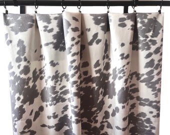 Cow hide Curtains, Silver Grey Cow print curtains, Grey and white Animal print curtains, Decorative Home Decor,