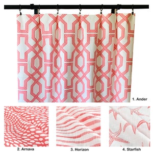 Scott Living Curtain Panels, Coral Coastal Curtains,  Geometric Curtain Panels, Striped Starfish Curtains