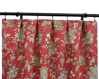 Red Floral Curtains Etsy