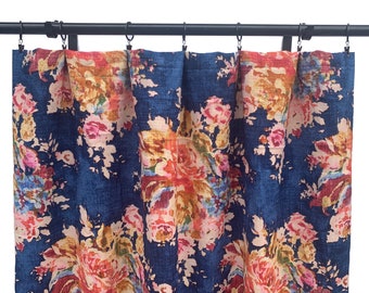 Pink Floral Curtains Etsy