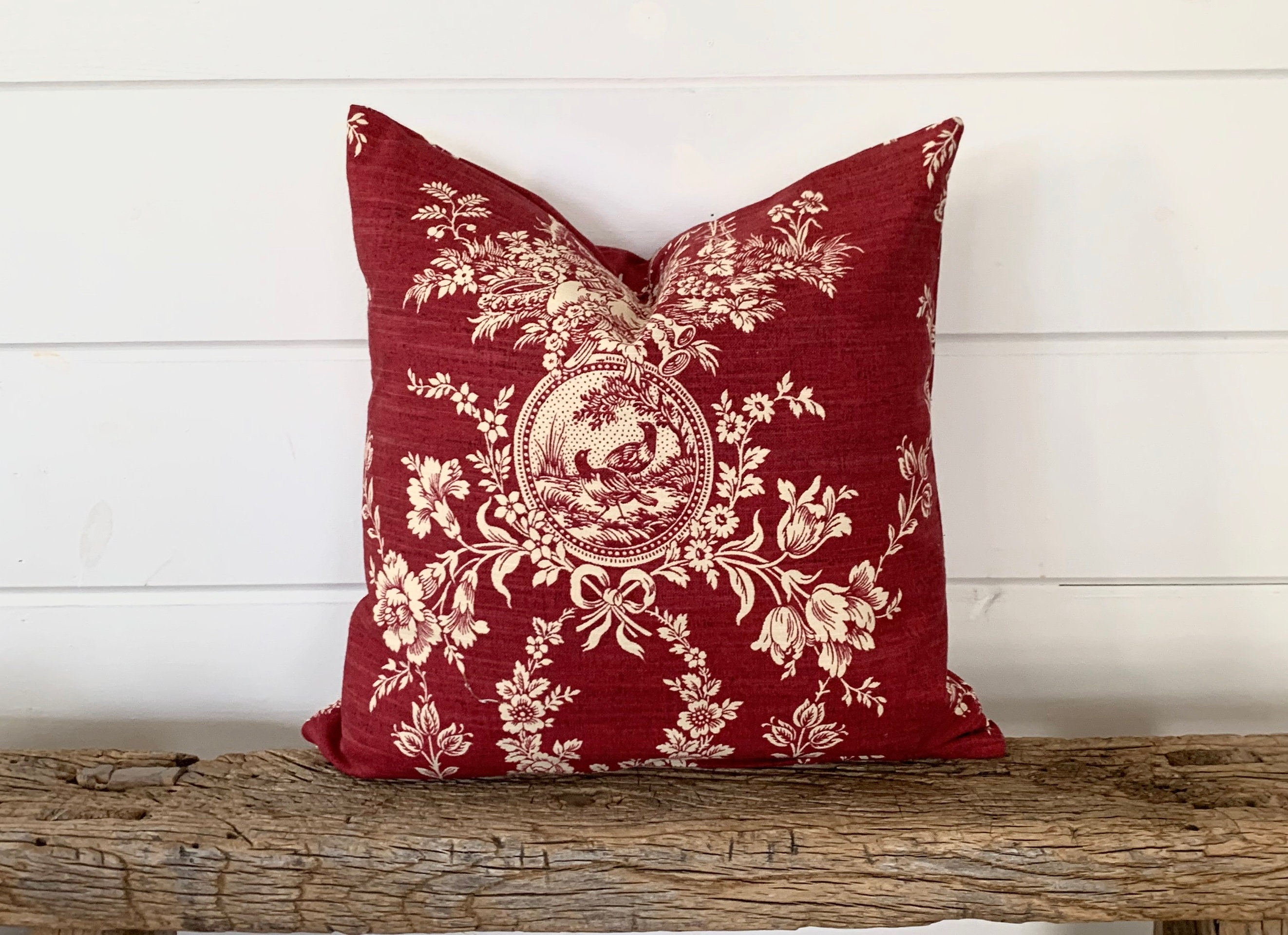 Red Toile Pillow Cover, Dark Red Pillow, Red Floral Decorative Throw Pillow,  Burgundy Accent Pillow - Etsy UK