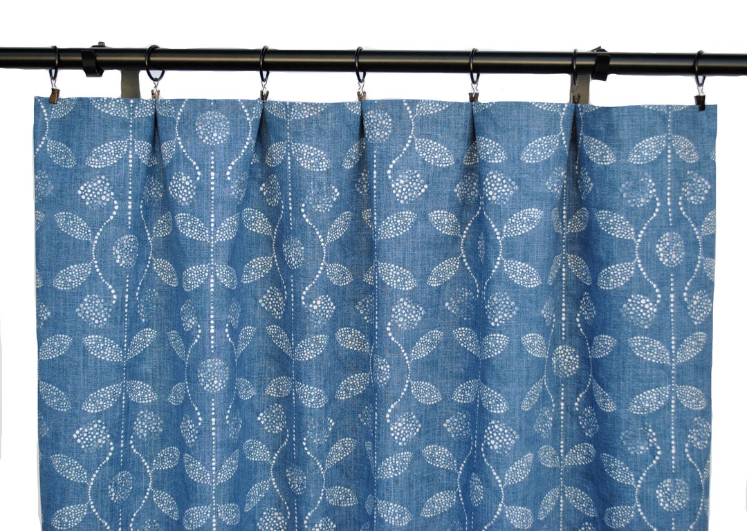 Blue Denim Curtains Blue Curtain 2 Curtain Panels Curtains Etsy
