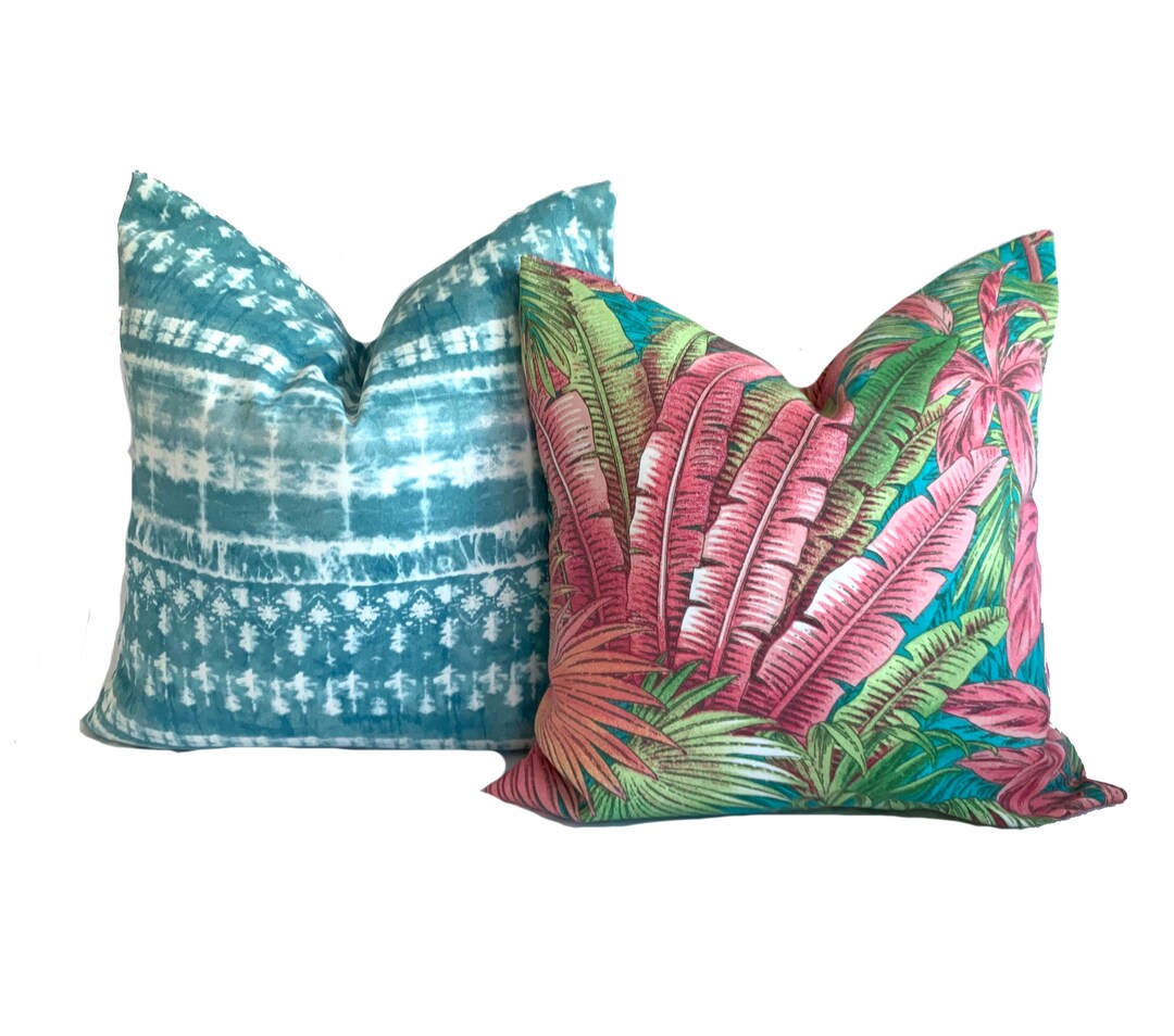 Two Tommy Bahama Outdoor Pillow Covers, Cushion, Decorative Throw