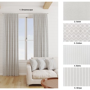 French Grey Canvas Cotton Curtains, Light Grey Striped Damask Medallion Solid Geometric Curtains or valance