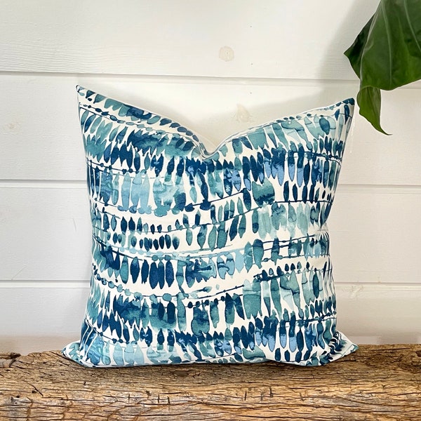 One Dot outdoor pillow cover, cushion, decorative throw pillow, Aqua blue pillow, Blue pillow, accent pillow, Checkered pillow case