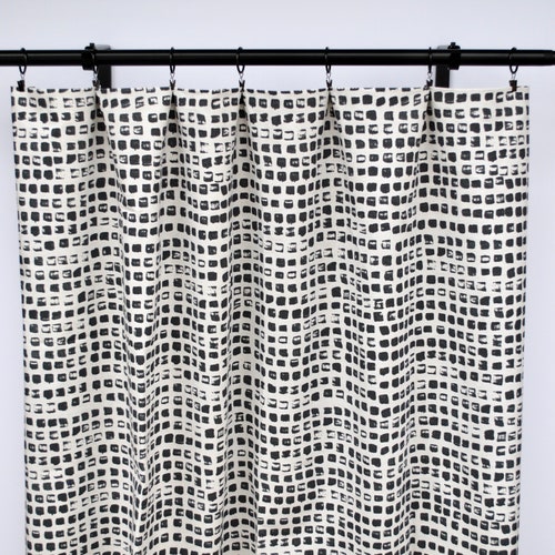 Dandelion Curtain Panels Black and White Curtains Floral Etsy