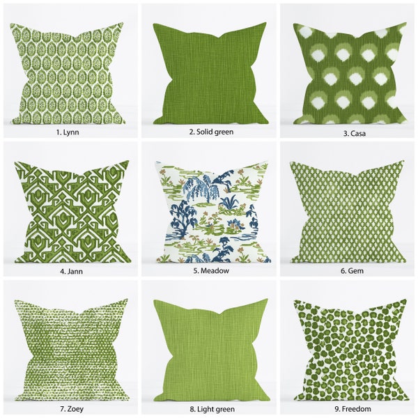 Green pillow covers, Moss Green Floral Ikat Dot Toile Leopard Geometric Artistic decorative throw pillow