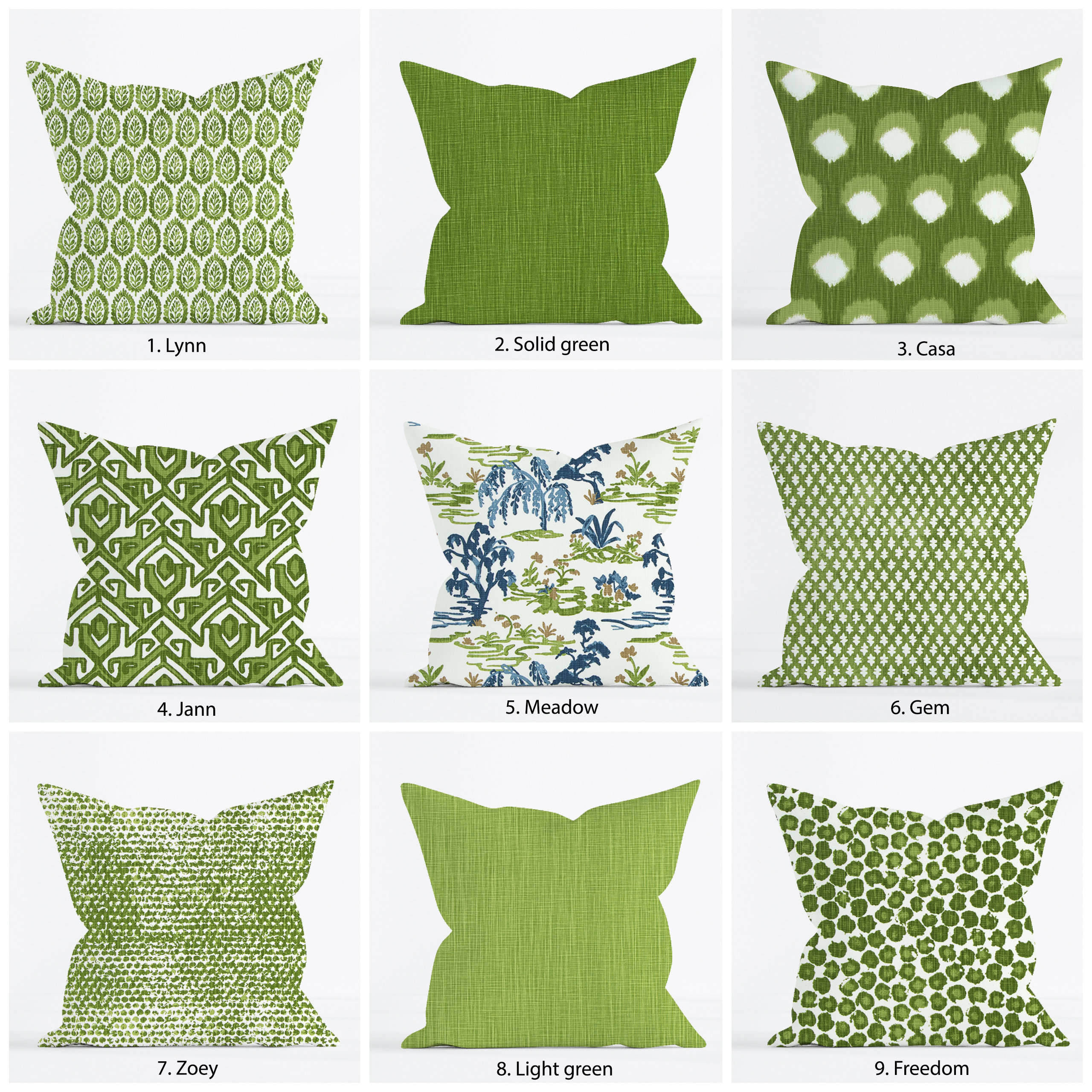 Capas de almofadas verdes, almofadas decorativas artísticas geométricas florais Ikat Dot Toile Leopard Moss Green