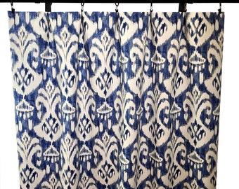 Shibori Indigo Curtains, Navy Blue Curtain,  2 Curtain Panels, Curtains, Home Decor, Ikat blue Curtains