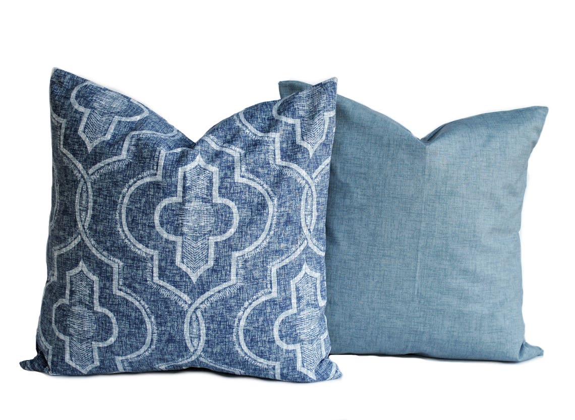 Indigo Blue Navy Gray White Pillow Throw Pillow Pillow Home Etsy
