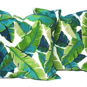 Tropical outdoor pillow cover, Blue Pillow, decorative throw pillow, decorative pillow, accent pillow, Tommy Bahama Pillow, Green Pillow image 3