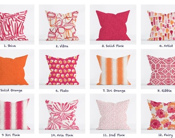 Funda de almohada naranja y rosa, cojín, almohada geométrica rosa y naranja, almohada rosa fucsia y naranja