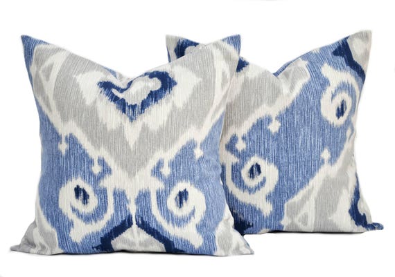 Blue ikat pillow cover hotsell